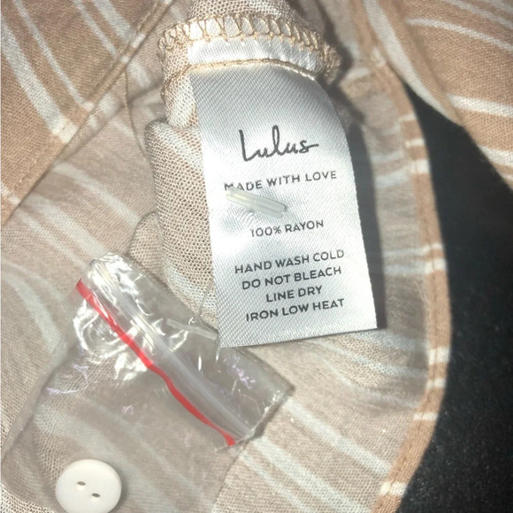 Lulus Off Shoulder Blouse Top XL Stripe Tan Cream Keyhole - Picture 3 of 10